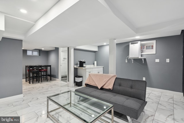 view of tiled living room