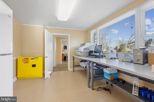 office space with crown molding