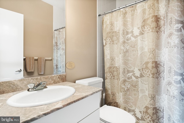 bathroom featuring toilet and vanity with extensive cabinet space