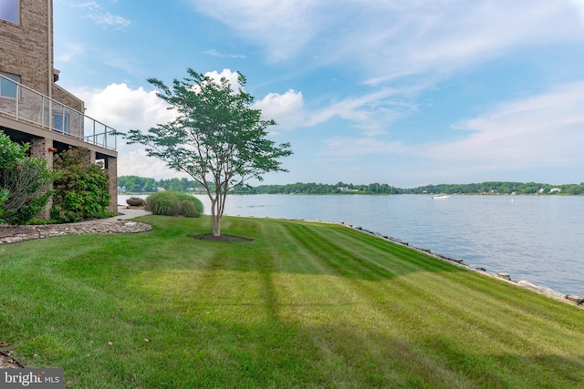 view of yard featuring a water view