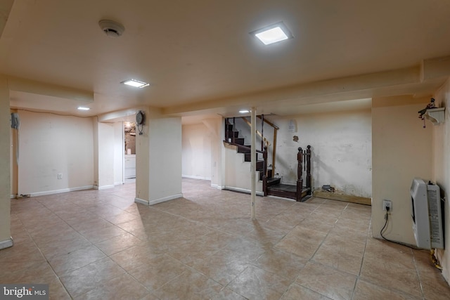 basement with light tile floors