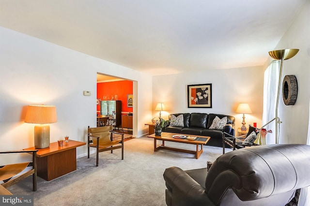 living room featuring carpet floors