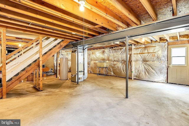 basement with water heater