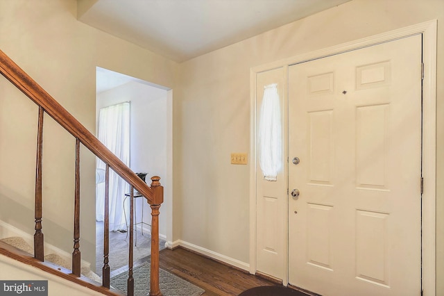 entrance foyer with dark wood-type flooring