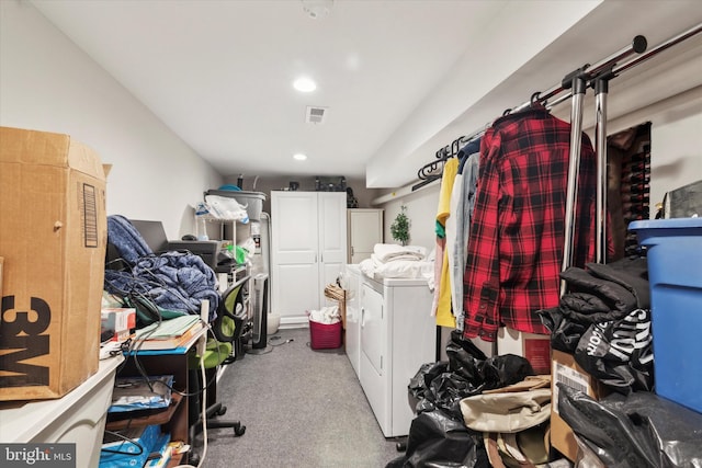 interior space with washer and clothes dryer