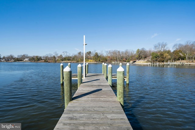 view of dock featuring a water view