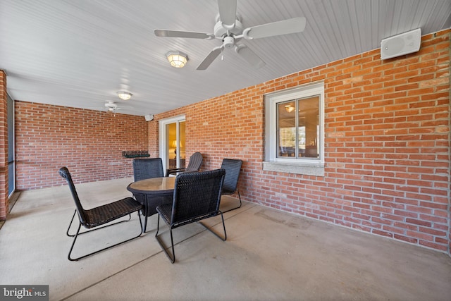 view of patio featuring ceiling fan