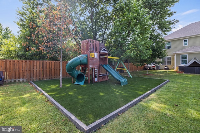 view of play area with a lawn