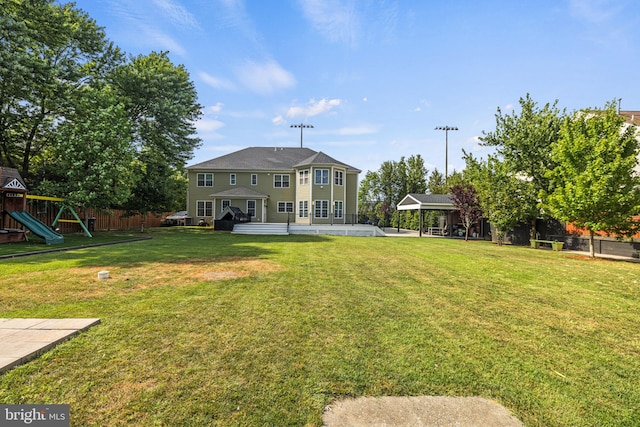 view of yard featuring a playground