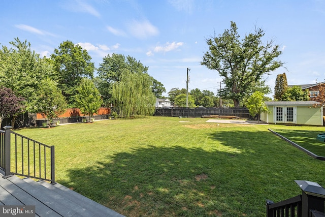 view of yard with french doors