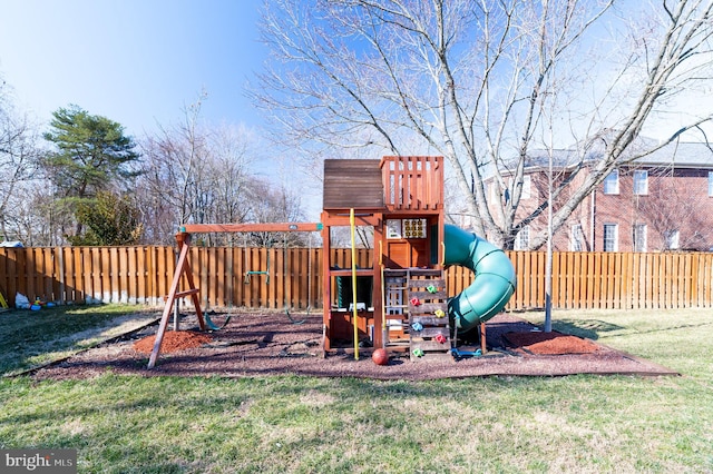 view of playground with a yard