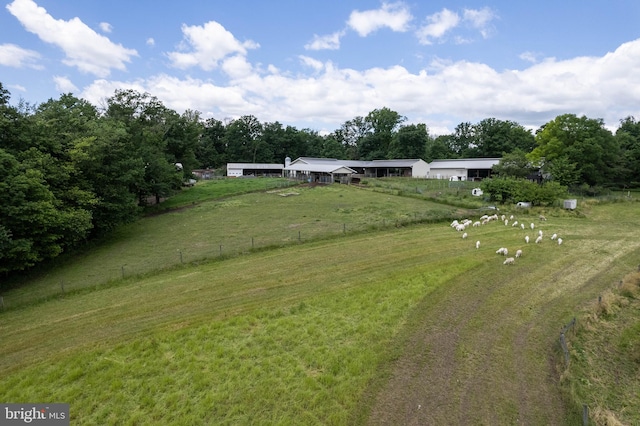 drone / aerial view with a rural view