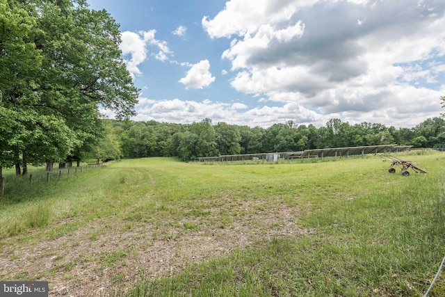 view of yard with a rural view