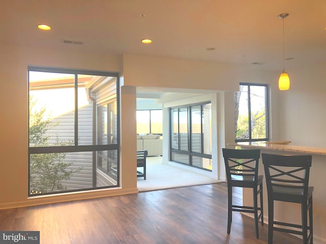 dining space featuring hardwood / wood-style floors