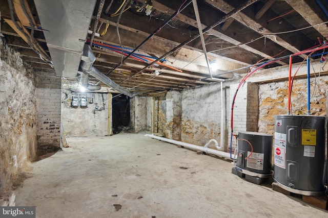 basement with water heater