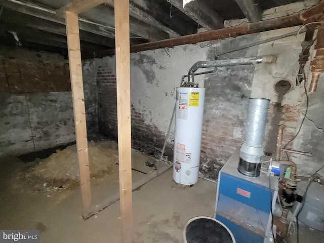 basement with water heater