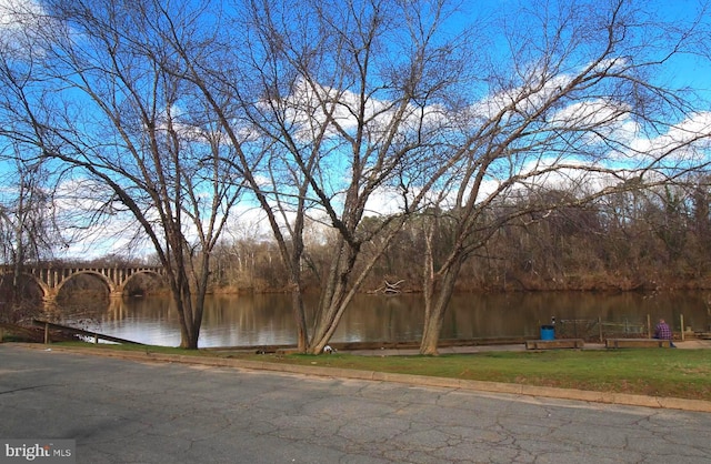 exterior space featuring a water view
