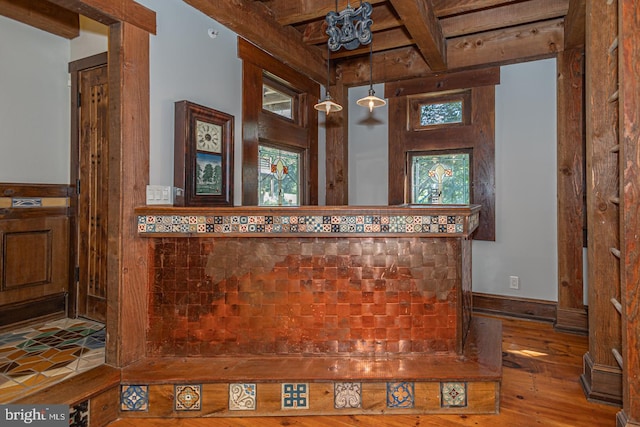 3111 Burnt House Hill Rd, Doylestown, PA 18902 - bathroom with hardwood / wood-style floors and beamed ceiling