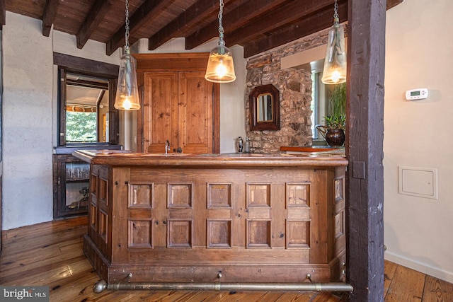 3111 Burnt House Hill Rd, Doylestown, PA 18902 - bathroom featuring wooden ceiling, vanity, beam ceiling, and hardwood / wood-style flooring