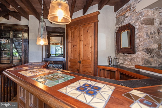 3111 Burnt House Hill Rd, Doylestown, PA 18902 - interior space with sink and beam ceiling