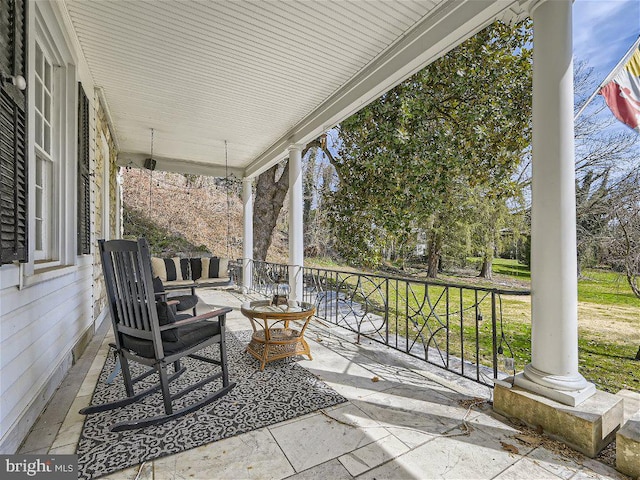 view of patio featuring covered porch