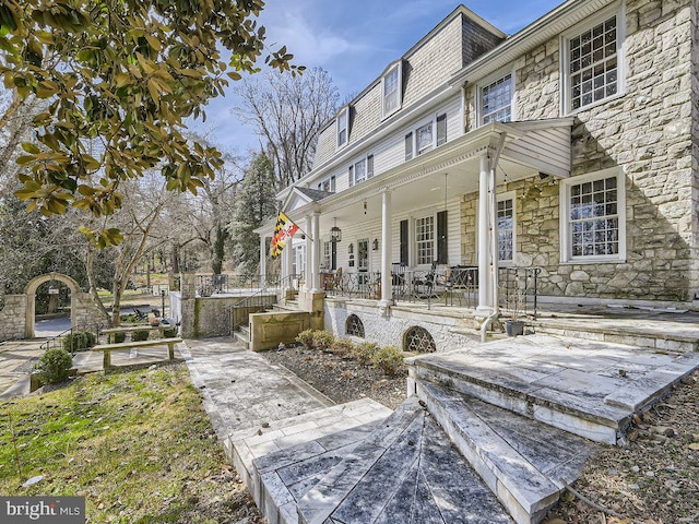 exterior space with a porch