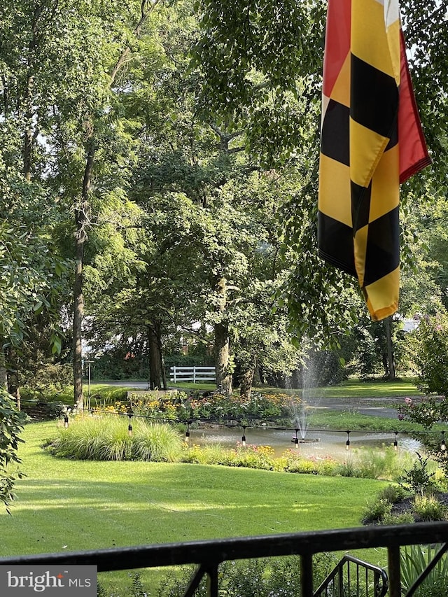 view of property's community with a lawn