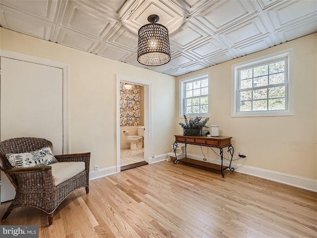 sitting room featuring light hardwood / wood-style flooring