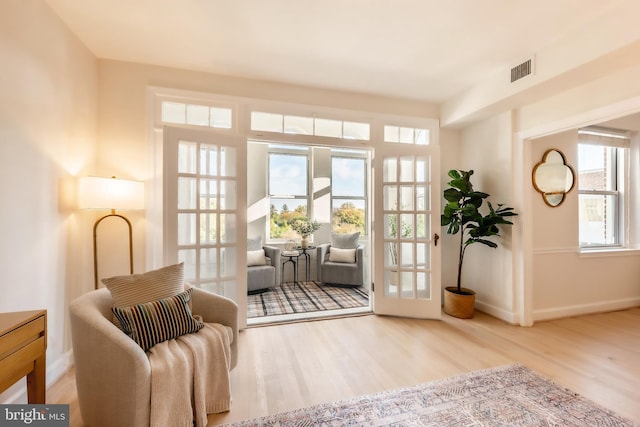 doorway to outside featuring light wood-type flooring