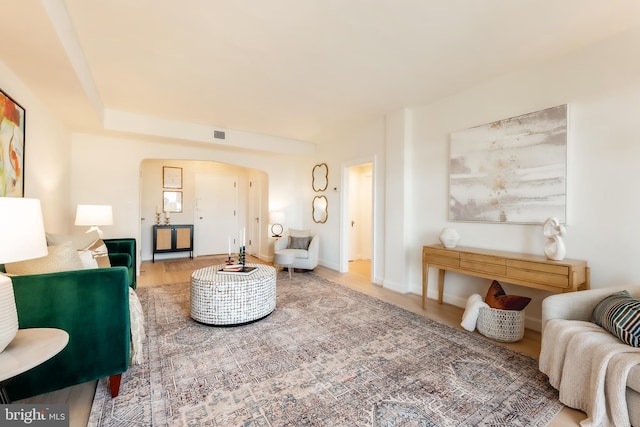 living room with wood-type flooring