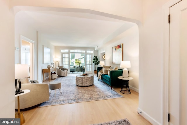 living room featuring wood-type flooring