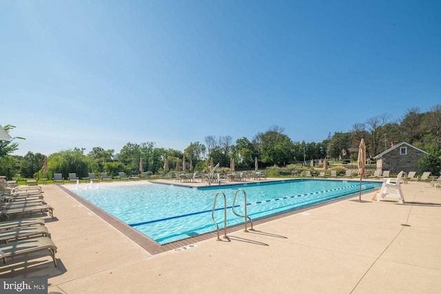 view of pool featuring a patio area