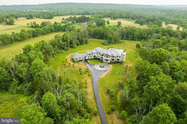 bird's eye view with a rural view