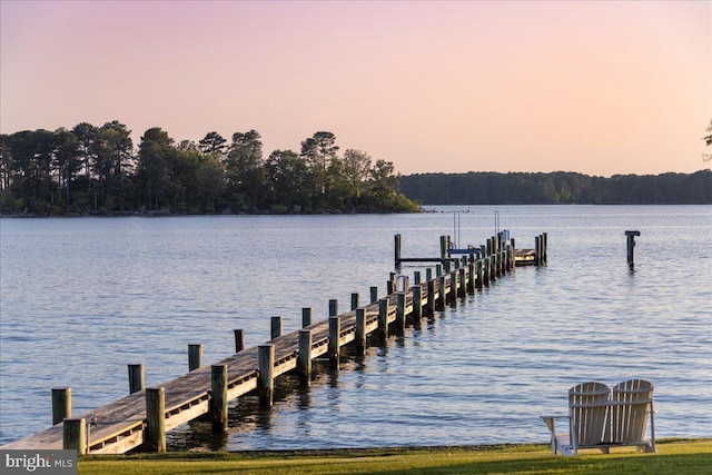 view of dock featuring a water view