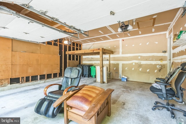 garage with a garage door opener