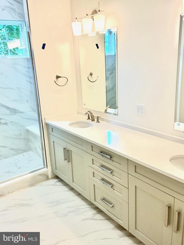 bathroom with double vanity