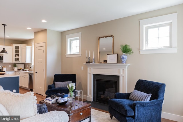 living room featuring light hardwood / wood-style flooring