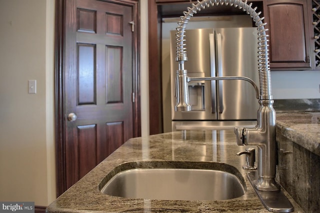 kitchen with dark stone counters