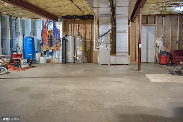 basement featuring water heater