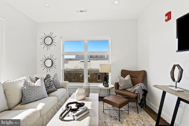 living room with light wood-type flooring