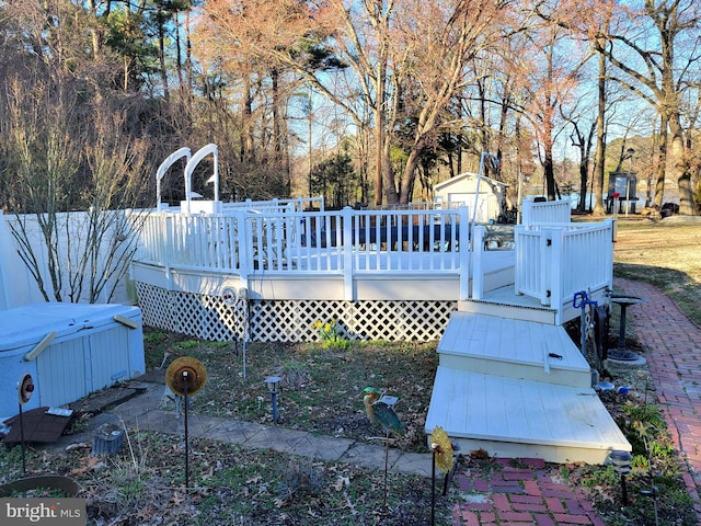 exterior space featuring a wooden deck