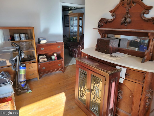 interior space with light hardwood / wood-style floors