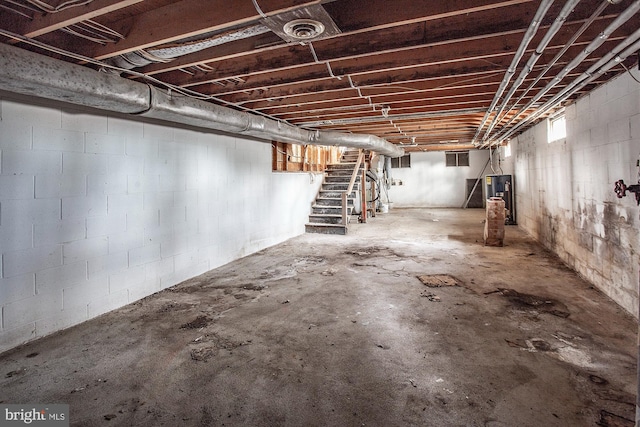 basement with water heater