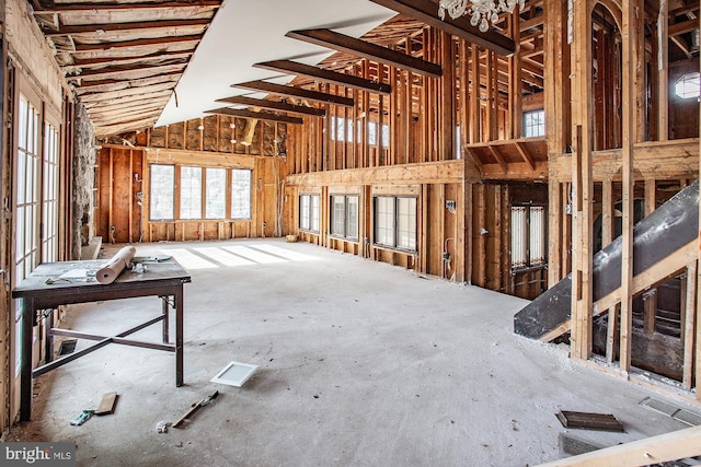 misc room featuring high vaulted ceiling