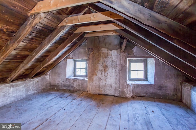 view of unfinished attic