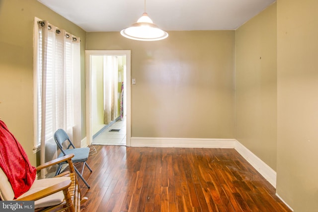 living area with dark hardwood / wood-style flooring and plenty of natural light