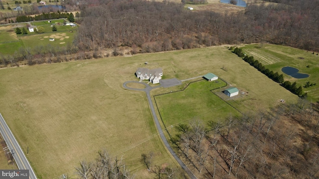 bird's eye view with a rural view