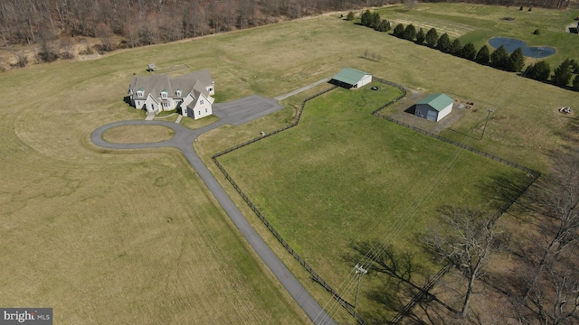 aerial view with a rural view