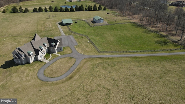 bird's eye view with a rural view