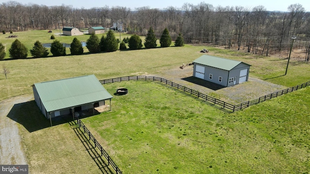 aerial view with a rural view